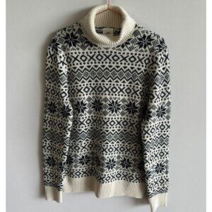 H&M Womens Winter Geometric Print Turtleneck Sweater Black Off White Sz Medium